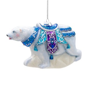 Kurt Adler 7-Inch Bellissimo Glass Polar Bear Ornament - 1 of 4