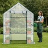 SEVOBAL Greenhouse Outdoor Durable PE Plant Green House for Frost Protection Shelf Clips Roll-up Zipper Door Walk-in for Planter, White, 99"*37"*10" - 2 of 4