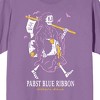 Pabst Blue Ribbon Halloween Skeleton With Beer Crew Neck Short Sleeve Lavender Men's T-shirt - 2 of 2