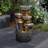 LuxenHome 25" Small Water Fountain Outdoor, Cascading Bowl Garden Water Features with LED Lights Gray - 2 of 4