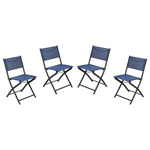 Emma and Oliver Set of 4 Folding Chairs for Indoor/Outdoor Use with Flex Comfort Material and Steel Frames - 1 of 4