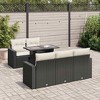 vidaXL Patio Sofa Set with Cushions Lounge Setting Outdoor 6 Piece Poly Rattan - Black and Cream - 2 of 4