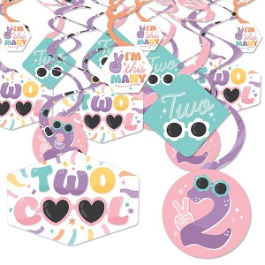 Big Dot of Happiness Two Cool - Girl - Pastel 2nd Birthday Party Hanging Decor - Party Decoration Swirls - Set of 40 - 1 of 4