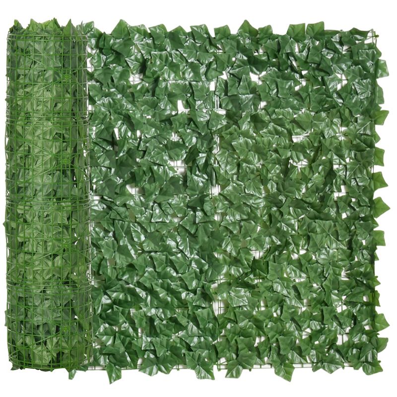 Outsunny 118" x 39" Artificial Ivy Privacy Fence, Wall Screen Faux Greenery, Leaves Decoration for Outdoor Garden, Backyard, Balcony, Patio, Green, 1 of 8