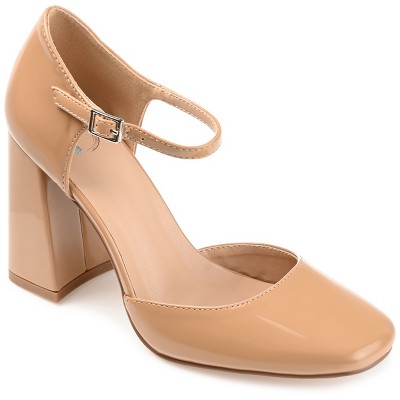 Journee Womens Hesster Mary Jane Mid Block Heel Square Toe Pumps