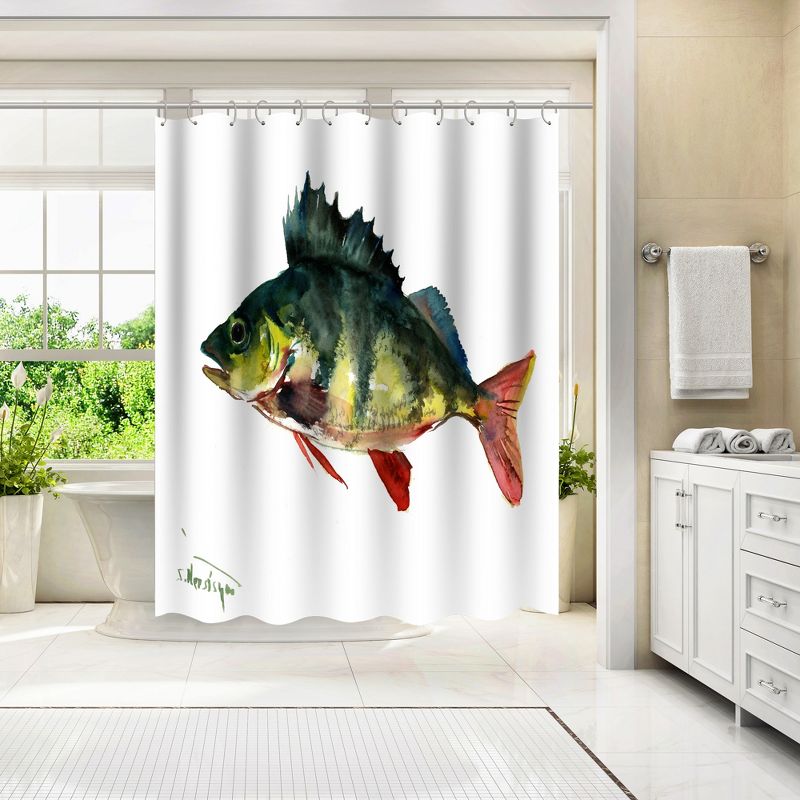 Americanflat 71" x 74" Shower Curtain, Bass Fish 1 by Suren Nersisyan, 4 of 9