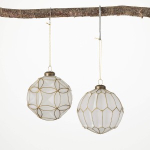 4.25"H Sullivans Mosaic Ball Ornament - Set of 2  Gold Christmas Ornaments - 1 of 2