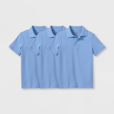 Boys' 3pk Short Sleeve Pique Uniform Polo Shirt - Cat & Jack™ Light Blue