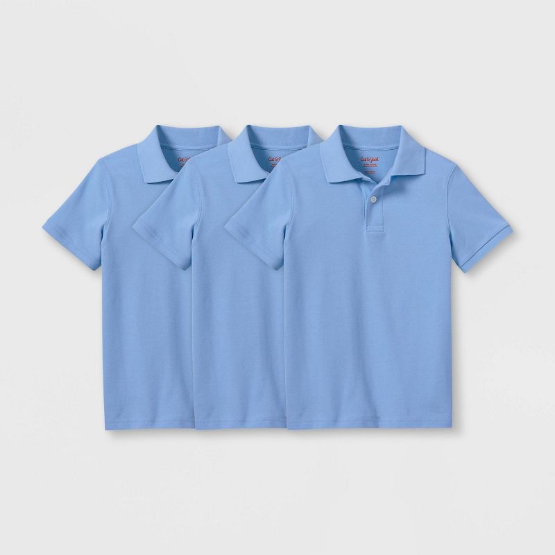 Boys&#39; 3pk Short Sleeve Pique Uniform Polo Shirt - Cat &#38; Jack&#8482; White, 1 of 2