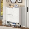 TIRAMISUBEST Rustic Shoe Cabinet with Dual-Layer Drawers & Metal Legs - 4 of 4