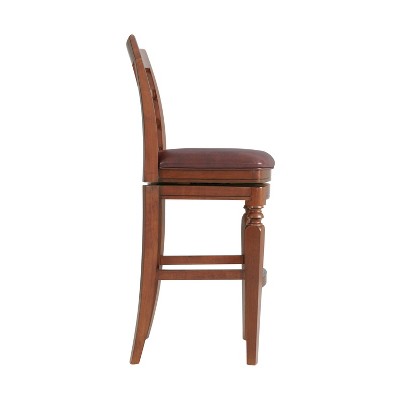 Napa Mahogany Swivel Bar Height Stool with Faux Leather Seat