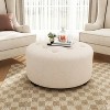 Kumasinova 29.2"Dia Coffee Table Ottoman for Living Room,Elegant PU Leather Upholstered Footrest Ottoman with Tufted Top&Wooden Legs - 2 of 4