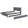 TIRAMISUBEST Full/Queen Size Upholstered Platform Bed with Brick Pattern Headboard, Linen Fabric Bed Frame with Trundle and 2 Drawers - 3 of 4