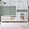 KIGFTSOD Twin Bed Frames for Kids,Twin Size House Bed With 2 Storage Drawers and Guardrails - 2 of 4