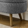 CAVINAS Storage Bench Oval Linen Ottoman with Storage with Rubber Wood Legs - 2 of 4