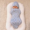 Bellabu Bear Baby Milk & Cookies Blue Bamboo Swaddle & Beanie Set - 3 of 4