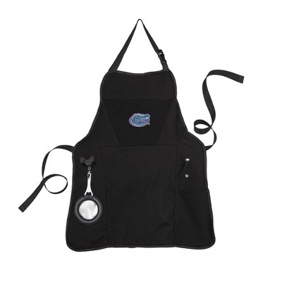Evergreen University of Florida Black Grill Apron- 26 x 30 Inches Durable Cotton with Tool Pockets and Beverage Holder