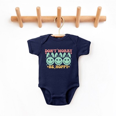 The Juniper Shop Don't Worry Be Hoppy Smiley Face With Ears Baby Bodysuit
