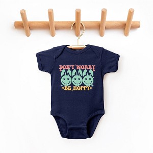 The Juniper Shop Don't Worry Be Hoppy Smiley Face With Ears Baby Bodysuit - 1 of 2