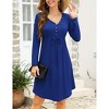 Women’s Maternity Dress Long Sleeve Casual T-Shirt Dress V Neck Button Tie Waist Drawstring Irregular Hem Tunic Shift Midi Dress - 4 of 4