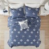 Sapphtopaz Bedding Comforter Set Quilt Set Cotton Reversible Wave Starfish and Seashell Embroidered Quilt 4 Piece - 2 of 4