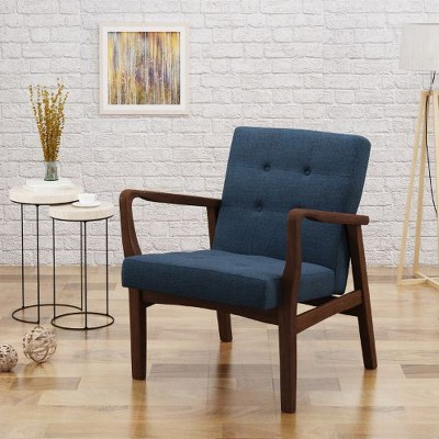 Modern Accent Chair with Tufted Back and Birch Wood Legs, Upholstered Sofa Chair for Living Room, Bedroom Arm Chair -Christopher Knight Home