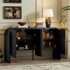 Buffet Cabinet with Storage,Wood Sideboard Cabinet with Curvy Edge,4 Doors Adjustable Shelves For Living Room-Maison Boucle - 3 of 4