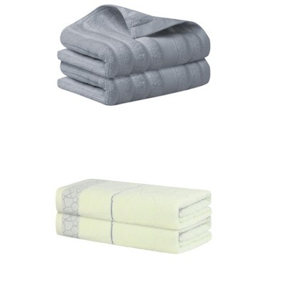 REGALWOVEN Bathroom Gym SPA Cotton Soft Absorbent Bath Hands Towel Set 2 Pcs