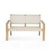 Patio Club Chair Loveseat Outdoor 2-Seater Sofa Armchair Outdoor Accent Chair, Acacia Wood&Woven Rope -ModernLuxe - 4 of 4