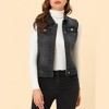 INSPIRE CHIC Women's Buttoned Washed Denim Vest with Faux Chest Flap Pockets - 3 of 4