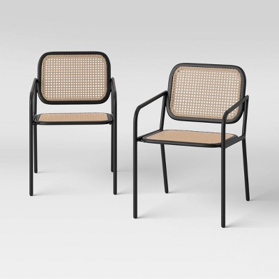 Boda 2pk Caning Patio Dining Chairs - Black - Project 62™