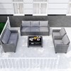 Outdoor Patio Furniture Sofa Sets,7 Piece Rattan Furniture Sectional Couch Set with Glass Coffee Table for Backyard Garden - 3 of 4