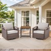 POCASSY Swivel Patio Chairs Swivel Rocker Set of 2 with Side Table, Small Patio Furniture Set Brown Wicker Outdoor Bistro Set with Swivel Glider Chair - 2 of 4