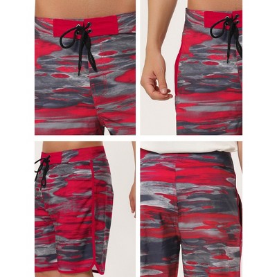 INSPIRE CHIC Men's Summer Drawstring Waist Contrast Color Printed Swim Shorts Red 32 — фото 5