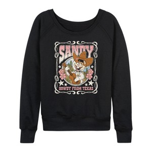 Women's - Spongebob Squarepants - Country Sandy-Women's French Terry Pullover Lightweight French Terry Wide Neck Long Sleeve Shirt - 1 of 4