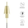Modway Faye Wall Sconce - Metal Wall Light Fixture with Modern Sculptural Design and White Globe Shade - 3 of 4