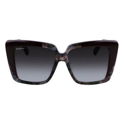 Salvatore Ferragamo SF 1060S 021 Womens Square Sunglasses Grey Marble/Bordeaux 55mm