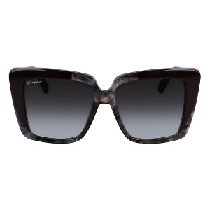 Salvatore Ferragamo SF 1060S 021 Womens Square Sunglasses Grey Marble/Bordeaux 55mm - 1 of 2