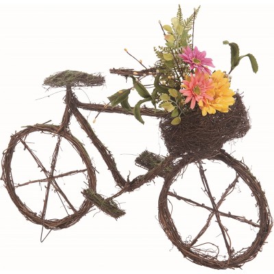 Transpac Wood 22" Brown Spring Twig Bicycle with Bouquet