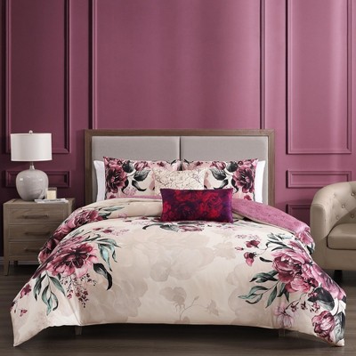 Plum Haze Queen Cotton Sateen Reversible Comforter Set
