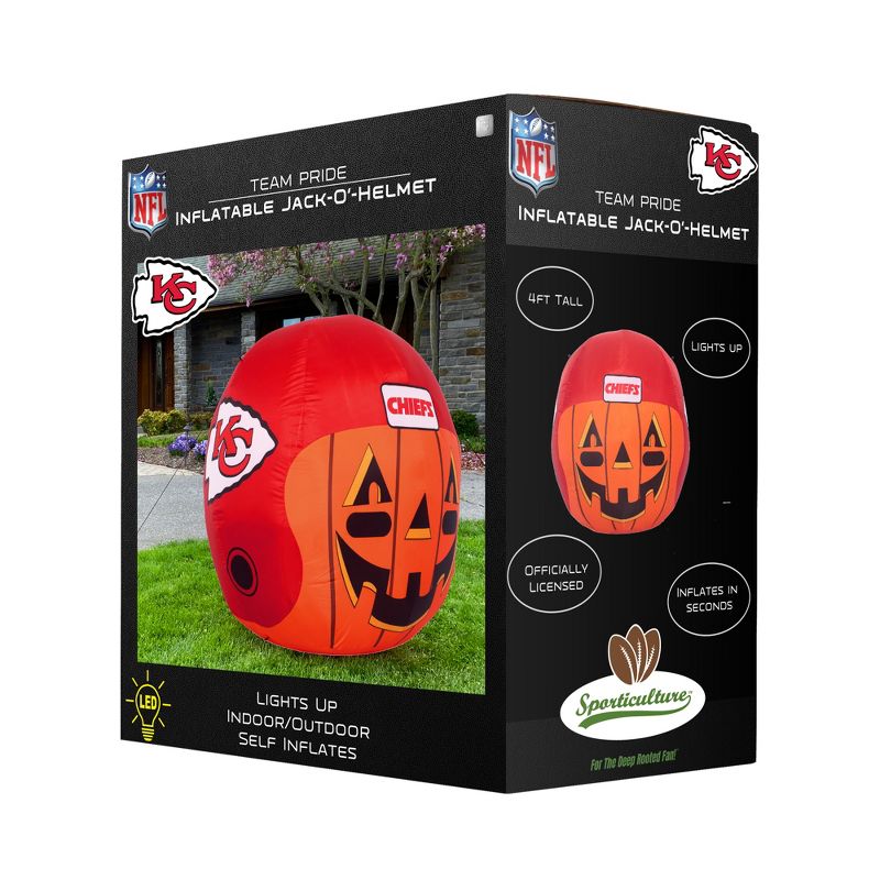 NFL Kansas City Chiefs Inflatable Jack O' Helmet, 4 ft Tall, Orange, 2 of 6