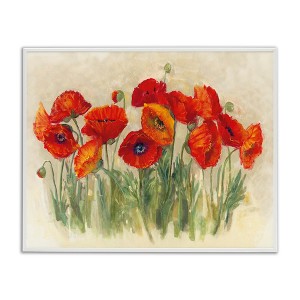 Stupell Industries Red Poppy Florals Soft Green Meadow Grass Framed Giclee Art - 1 of 4