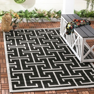 Anthracite and Light Grey Geometric 4' x 6' Area Rug