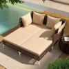 Tangkula Outdoor Daybed w/ Retractable Canopy PE Wicker Rattan Patio Double Chaise Lounger - 2 of 4