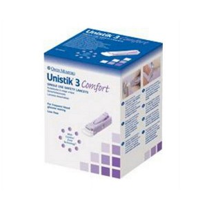Unistik 3 Comfort Safety Lancets 28G (Box of 100) - 1 of 3