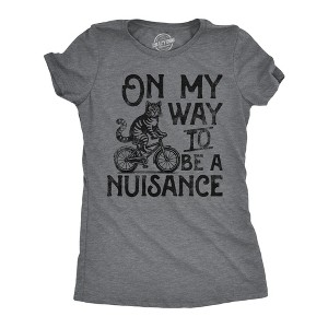 Womens Funny T Shirts On My Way to Be A Nuisance Sarcastic Cat Graphic Novelty Tee for Ladies - Crazy Dog Women's T Shirt For Cat Lovers - 1 of 4
