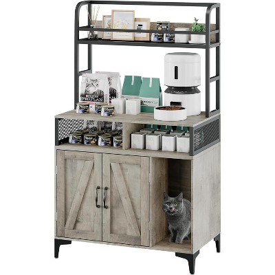 Acekool Cat Litter Cabinet - Hidden Box Enclosure with Storage Shelves, Grey