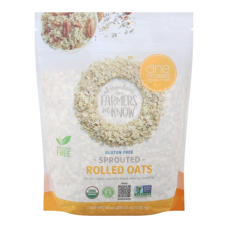 One Degree Organic Foods Sprouted Rolled Oats - Case of 4/45 oz, 2 of 8