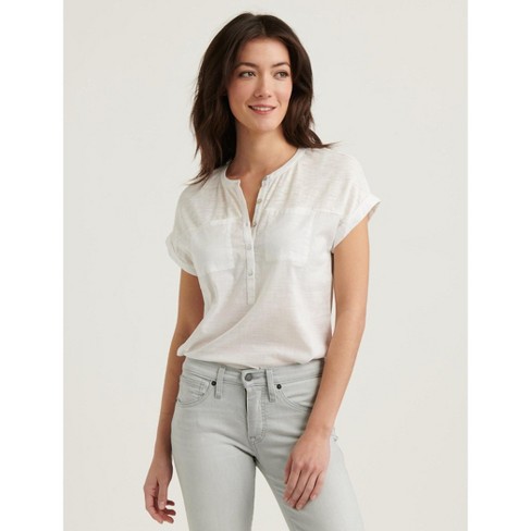 Lucky Brand Women's Boyfriend Button Down Shirt, Bright White, X-Small :  : Clothing, Shoes & Accessories