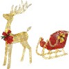 VINGLI Lighted Christmas Reindeer and Santa Sleigh Outdoor Decoration Deer Set, 4FT Large Reindeer Outdoor Decorations with 180 LED Lights,Yard Decor - 3 of 4